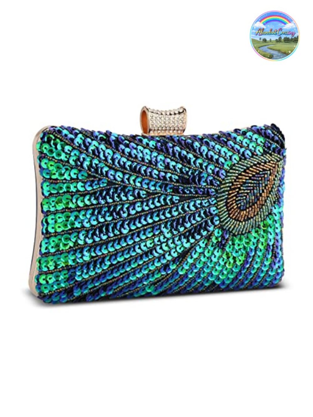 Beaded Sequin Peacock Evening Clutch Vintage Chain Party Purse
